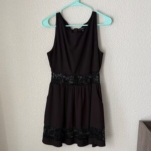 Very J Black Lace Accent Mini Dress